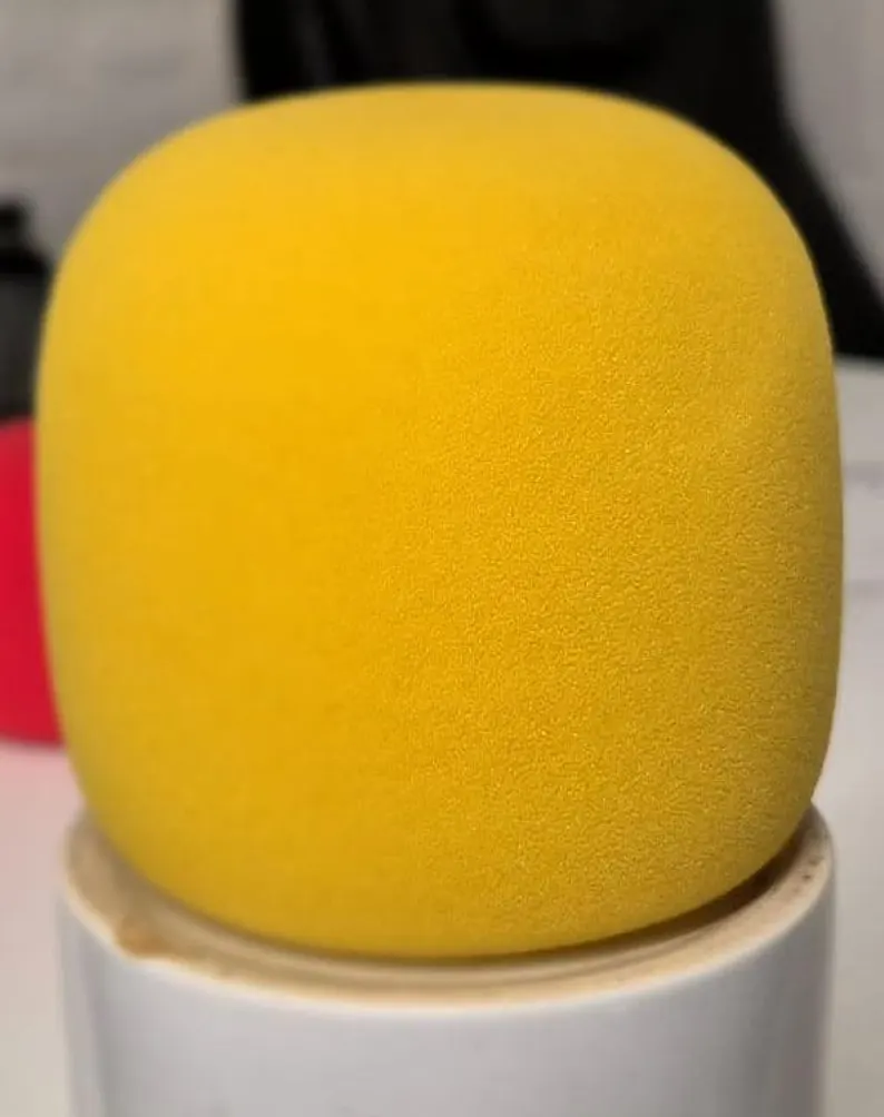 Blank yellow Rode Wireless Go II foam windshield, unprinted