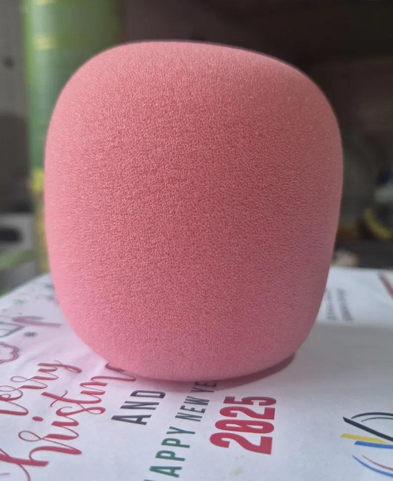 Blank pink Rode Wireless Go II foam windshield, unprinted