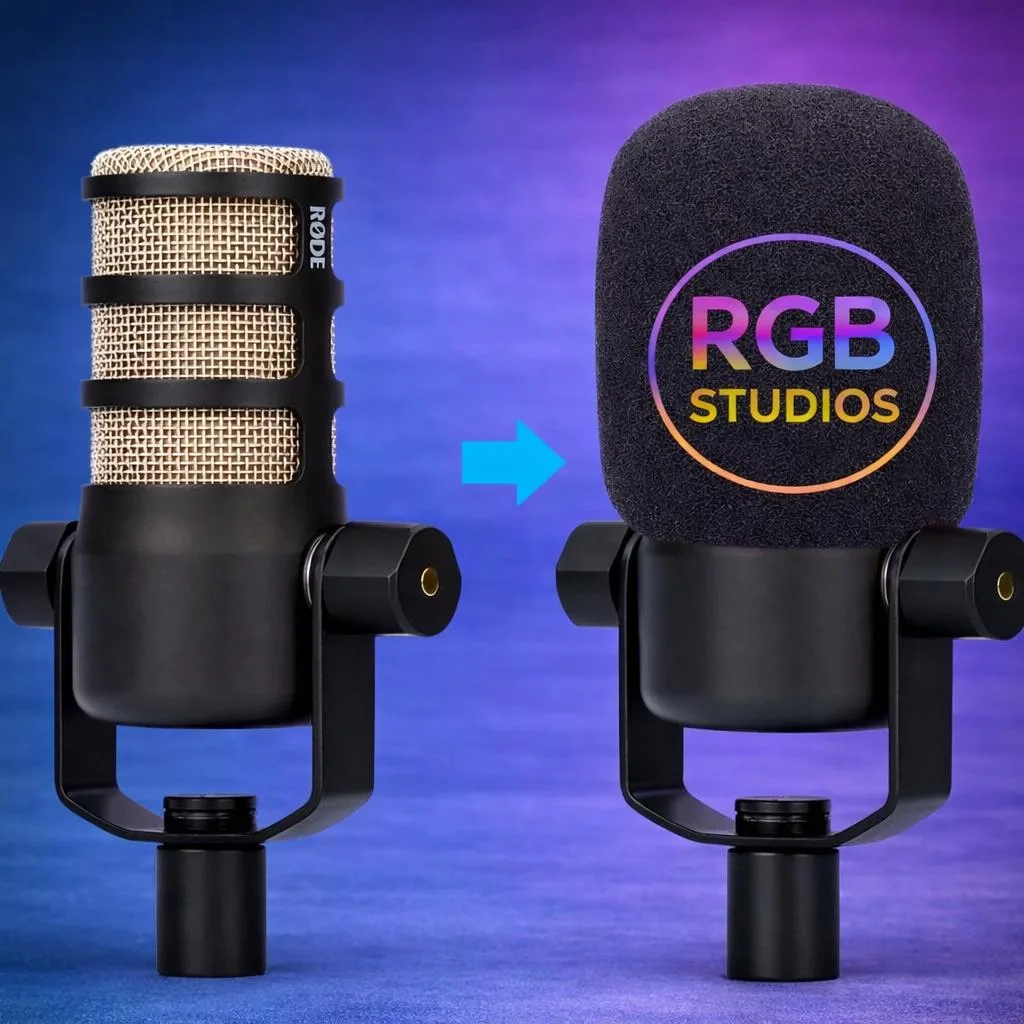 Custom Rode PodMic Foam Cover – Personalised Mic Windscreen with Logo