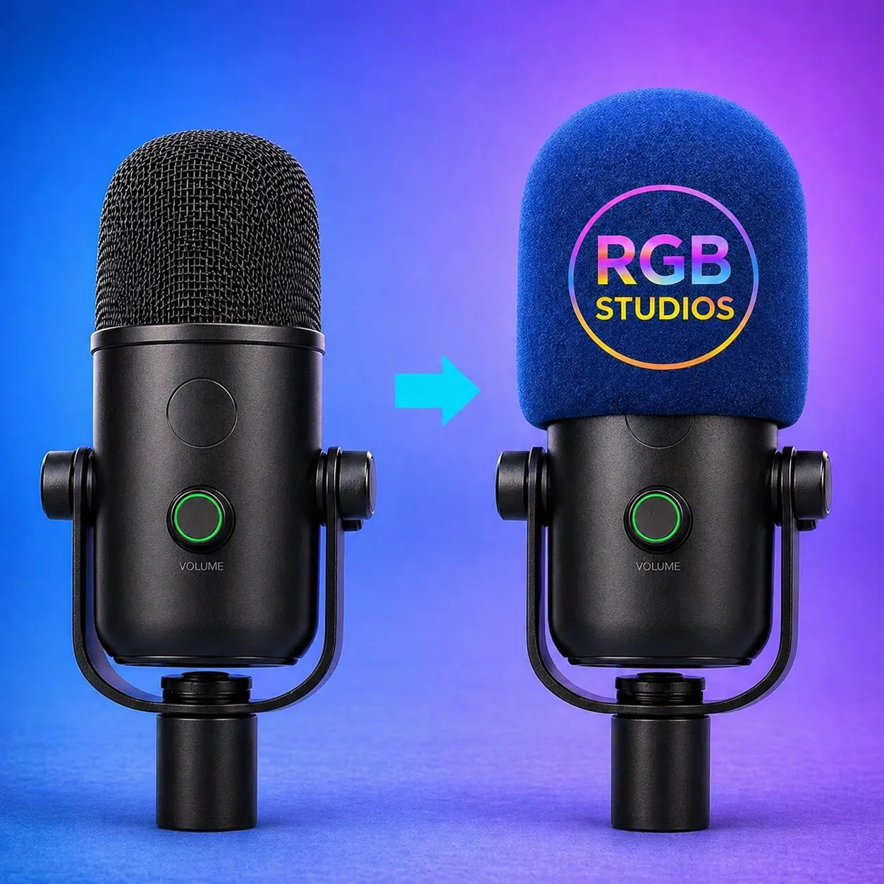Blue Yeti Mic Foam Cover Custom Logo – Pop Filter Windscreen for Podcast & Streaming