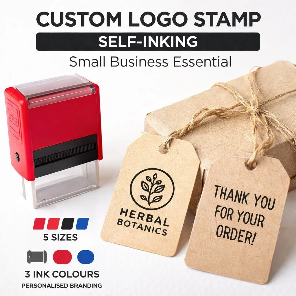 Personalised Self Inking Stamp – Return Address or Logo Stamp for Small Business Packaging