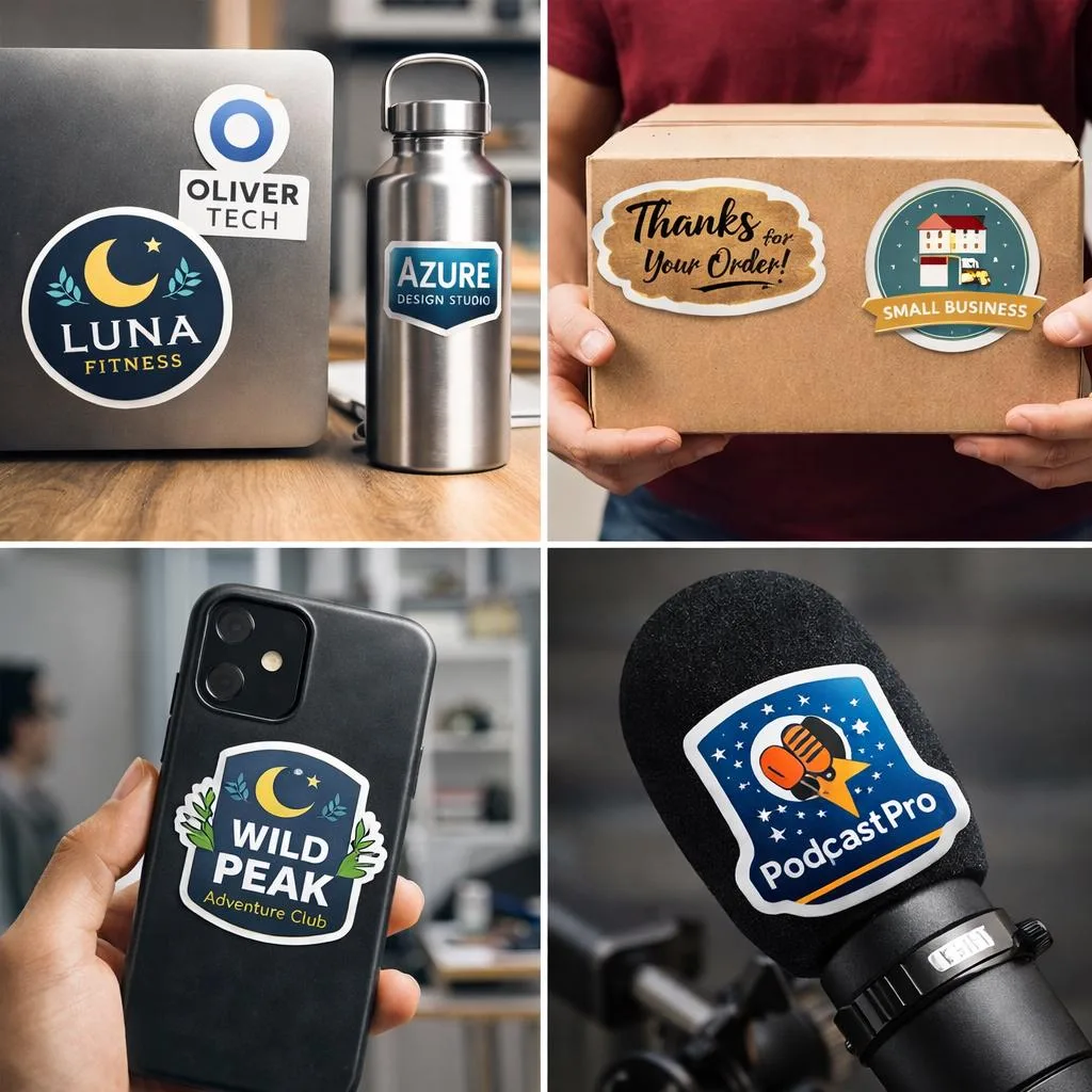 60 Custom Die-Cut Vinyl Stickers – Laminated Waterproof Logo Decals, Fast Dispatch