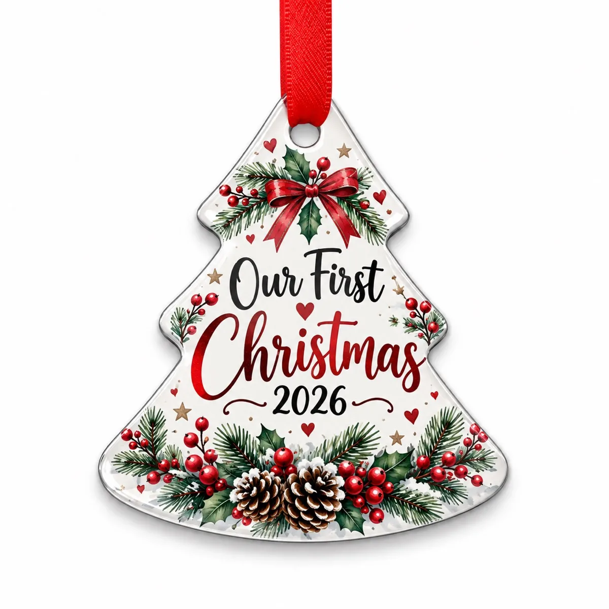 Personalised double-sided aluminium Christmas tree decoration