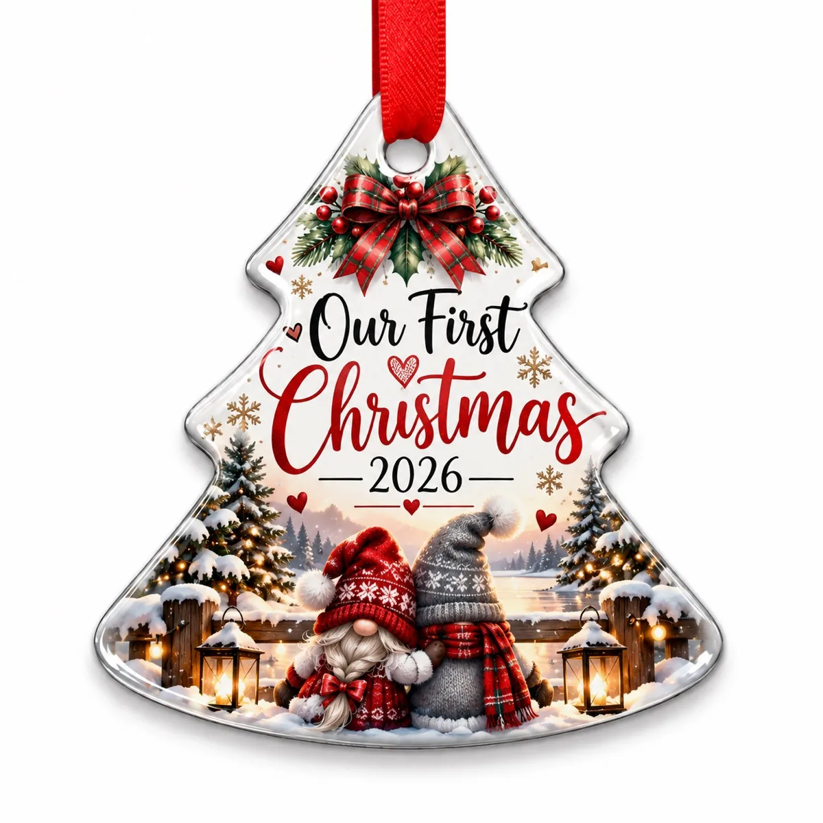 Personalised double-sided aluminium Christmas tree decoration