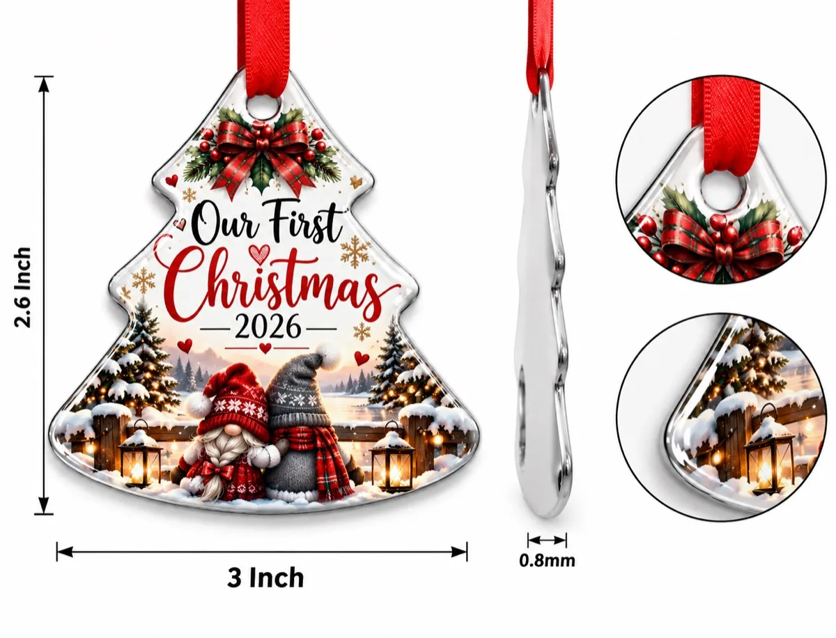 Personalised double-sided aluminium Christmas tree decoration